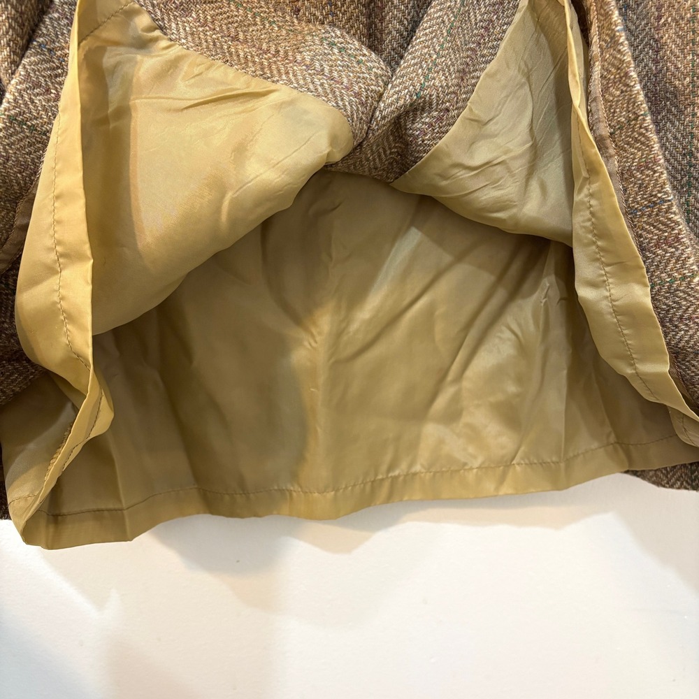 Vintage Wool Silk Pleated Button Skirt High Waste Midi Academia Preppy Tweed - Picture 5 of 10